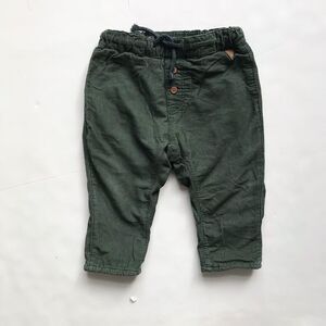 H&M lined green corduroy pants EUC 6-9 months